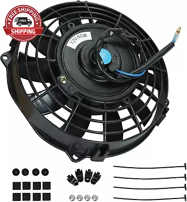 7 Inch Slim Fan Push Pull Electric Radiator Cooling Fan Black 12V 800 CFM Mount  • $36.41