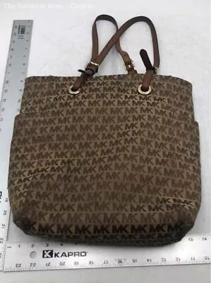 Michael Kors Womens Brown Monogram Inner Pockets Double Handle Tote Bag • $9.99