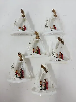 Set Of 6 -VTG Miniature Plastic Nativity Creche Hong Kong Christmas Light Covers • $29.95