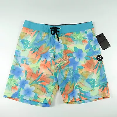 Mens Hurley Boardshorts Blue Yellow Orange Floral Size 30 • $23.99