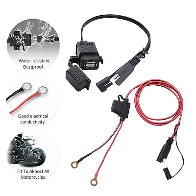 Motorcycle USB Charger 2.1A SAE To USB Cable Adapter Phone GPS Tablet Waterproof • $11.50