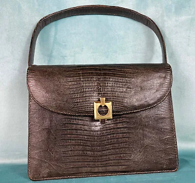 Vintage Bellestone Lizard Flap Bag Taupe Gray 1960s • $79.99