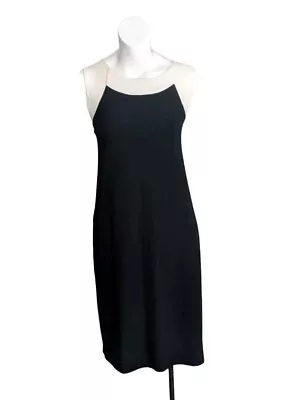 J.Jill Wearever Collection Black Knit Sleeveless Dress White Bust Line Size M • $17.45