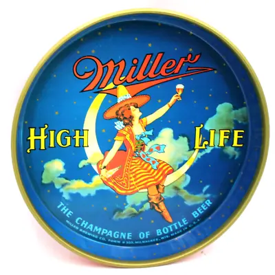 Vtg Ex Cond Miller HIGH LIFE Girl On Moon Bar Beer Server Tray USA Colorful+++++ • $99