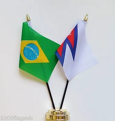 £9 • Buy Brazil & Nepal Double Friendship Table Flag Set