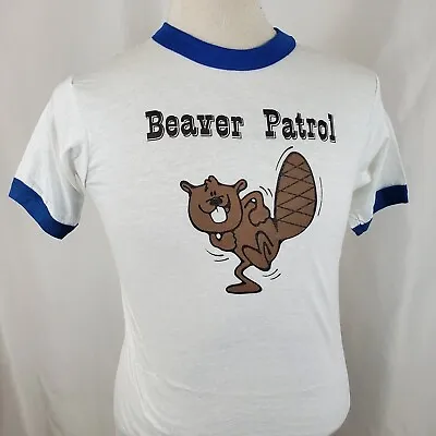 Vintage Beaver Patrol Ringer T-Shirt Medium Screen Stars 50/50 Deadstock USA • $28.99