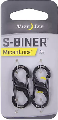 Nite Ize Black Stainless Steel S Biner Micro Lock Key Chain Carabiner 2 PACK • $11.49