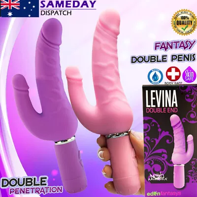 Realistic Dildo Rabbit Vibrator Double Penetration Dong Clit Vagina Anal Sex Toy • $36.99