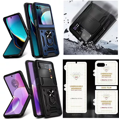 For Motorola Razr+ 2023/40 Ultra Shockproof Ring Stand  Phone Case HD Clear Film • $17.99