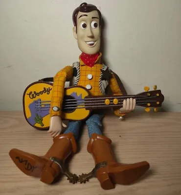 Disney Toy Story Woody 17  Figure Toy W/ Interactive Guitar 1999 Tested Working • £26.99