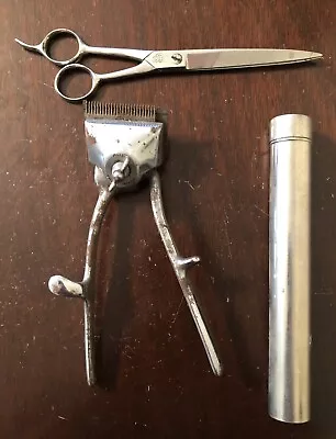 Vintage Ace Hair Clippers Wiss Hairdresser Scissors And Metal Toothbrush Case • $14.50