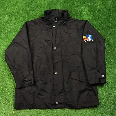 Vintage K-way Jacket Mens Extra Large Full Zip Black Windbreaker Long Outdoors * • $28