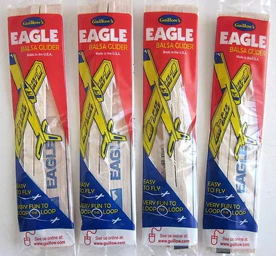 (4) EAGLE F-15 Balsa Wood Air Plane Glider GUILLOWS Jet Model Kit #26 Toy New • $18.95