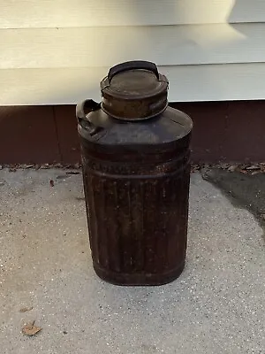 Antique Geo D Ellis & Sons Ellisco 5 Gallon Gas Can Motor Oil Jug 299 -D- • $64.85