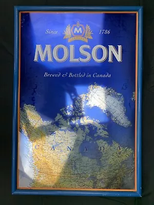 VTG Molson  Brewed & Bottled In Canada  Map Wooden Framed Wall Hanging Beer Sign • $75