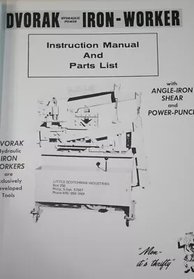 Little Scotchman Dvorak Iron Worker Operators And Parts Manual • $50