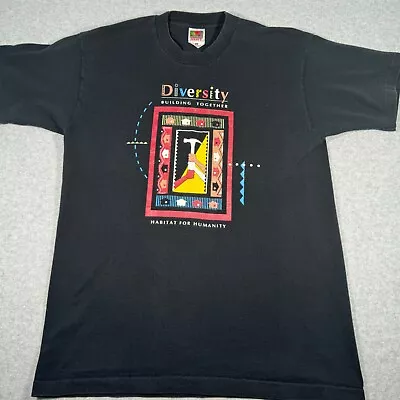 Vintage Habitat For Humanity Shirt Adult Medium Black Single Stitch Mens 90s • $20