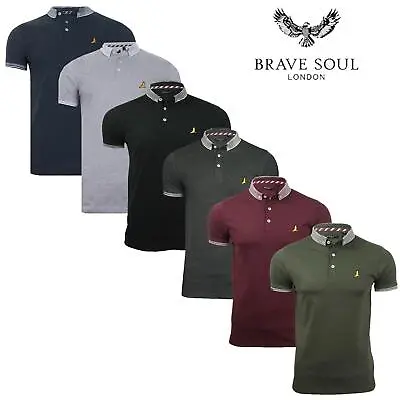 Brave Soul Glover Mens Polo T-Shirt Short Sleeve Regular Fit Collared Summer Top • £11.99