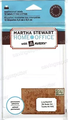 Martha Stewart Home Office Printable Weatherproof Outdoor Labels 12Pk 72433 • $7.78