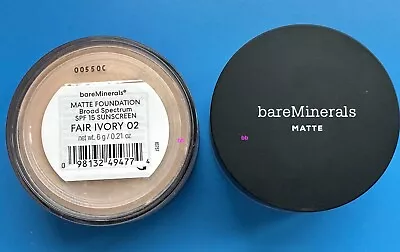 BareMinerals MATTE Foundation SPF15 FAIR IVORY 02 - 6g/0.21 Oz 100% Authentic • $21.99