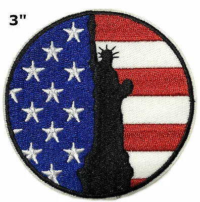 Statue Of Liberty American Flag USA Embroidered Patch Iron-On Custom Applique • $5.89