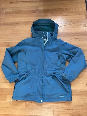 LL Bean Jacket Womens Medium Green Turquoise Storm Chaser 3 In 1 Coat Outer Only • $29.99