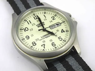 Mens VX33-X068 Lorus (Seiko) Lumibrite Military Bond Watch - 100m • £39.95