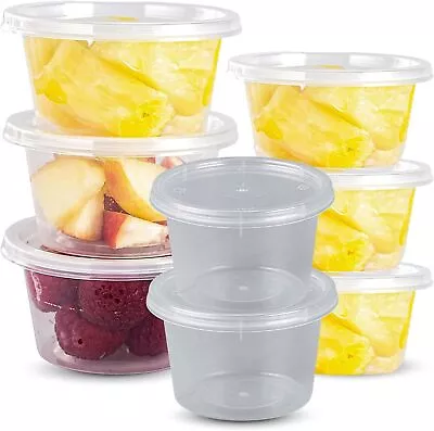 Round Storage Containers With Lids/Small Sauce Pots For Sauce Dips Salads • £5.99