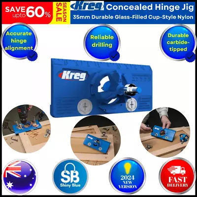 Kreg Concealed Hinge Jig With Indexing Tabs Cabinet Door Hinges Woodworking Tool • $90.97