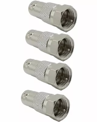 4 Pcs BNC Female To F Type Male Coax Coaxial Cable Adapter Connector CCTV Lot • $8.50