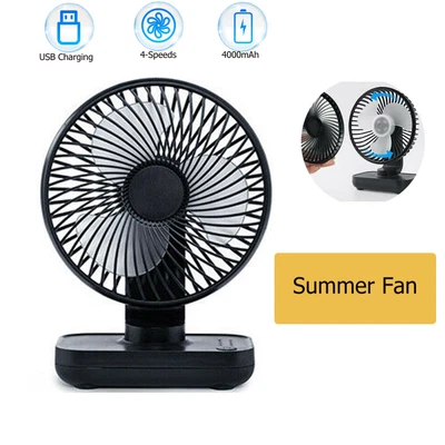 $22.88 • Buy Portable Mini Usb Rechargeable Desk Fan Quiet Cooler Small Table Cooling 4 Speed