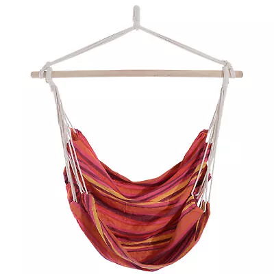 Outsunny Garden Hammock Chair Yard Hanging Rope Cotton Cloth W/ Ropes Red • £16.99