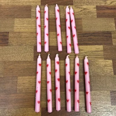 Pink Candlesticks Heart Valentines Love Mini Set Girl Romance Taper Candle • $24