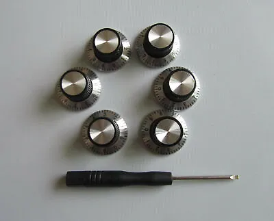 6x Vintage Style Guitar AMP Amplifier Knob Effect Pedal Knobs Black / Silver Cap • $4.36