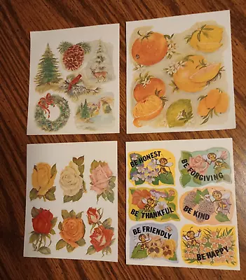 Vintage Stickers Lot 4 Sheets Dennison? Citrus Rose Bee And Christmas RARE • $49.99