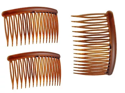 4/2Pack 8.5 Cm Tort Brown Plain Side Hair Comb Slide Grips Accessories Vintage • £2.95