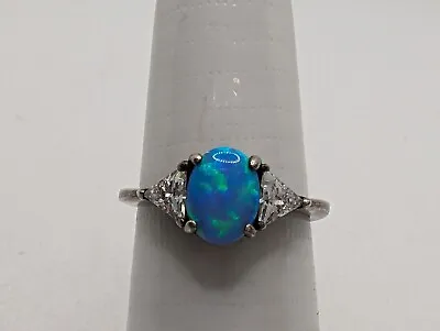 Vintage AVON Sterling Silver 925 Opal & CZ Ring Size 6 • $29.99