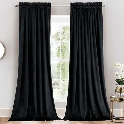 Set Of 2 Velvet Heavyweight Rod Pocket Curtains • $34.99