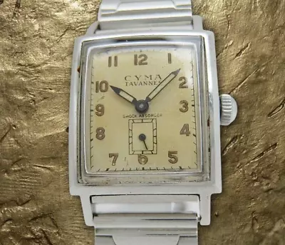 CYMA TAVANNES Small Second Square Case Manual Vintage Watch 1940's • $3835.47