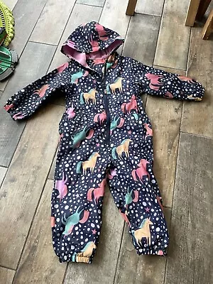 Nutmeg Girls Navy Blue Unicorn Rain Puddle Suit All In One 2-3 Years Preowned • £10.99