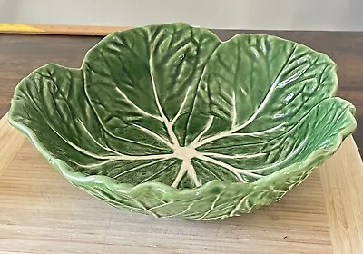 Bordallo Pinheiro Portugal 11  Green Cabbage Leaf Serving Bowl Vintage • $47.99