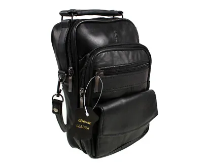 Mens/Ladies Leather Shoulder/Carry/Travel/Flight Bag Multiple Pocket • £19.90