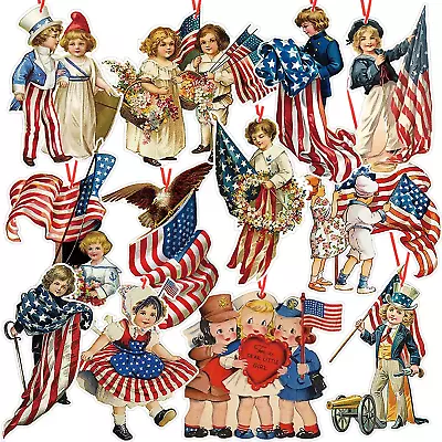 48 Pcs 4Th Of July Ornaments Retro Memorial Day Decorations Vintage Patriotic • $18.99