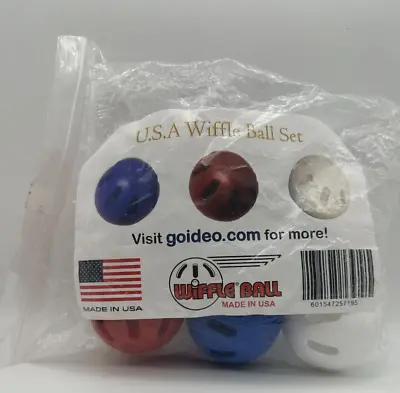 WIFFLE® Ball U.S.A Six Pack Set Includes - 2 Red Balls 2 White Balls 2 Blue • $15.99