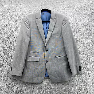 Vince Camuto Blazer Adult 38 S Gray Plaid Wool Slim Fit Jacket Coat Formal Men's • $30.66