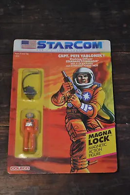 1986 Coleco Starcom Capt. Pete Yablonsky Magna Lock Action Figure Unpunched • $49.99