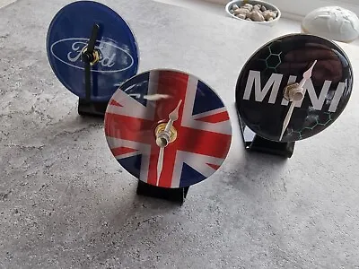 Mini ( BMW ) Ford Union Flag Jack Table Desk Top Quartz Clock Car Badge Analogue • £22.99