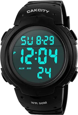 CakCity Mens Digital Sports Watch LED Screen Large Face Military Watches For Men • $16.99