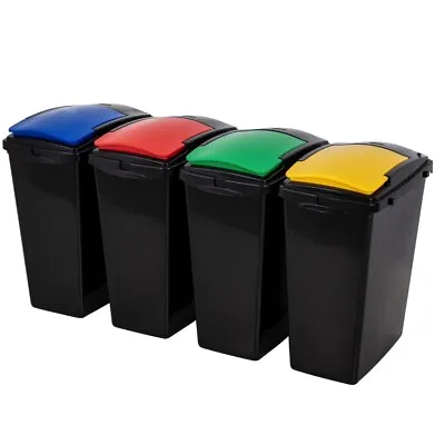 Addis Recycling 40 Litre Set Of 4 Waste Utility Plastic Bins 518697ebay • £34.99