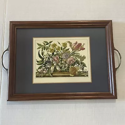 Vintage Pimpernel Wood Framed Serving Tray W Handles-Floral- Made In England • $25